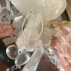 Rose quartz baby/small child bracelet with silver hook clasp